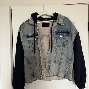 AllSaints Milena hooded Denim and Black Hoodie Jacket
